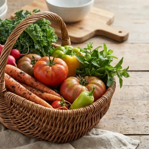 Farmers Market Fresh Vegetable Basket Food Photo