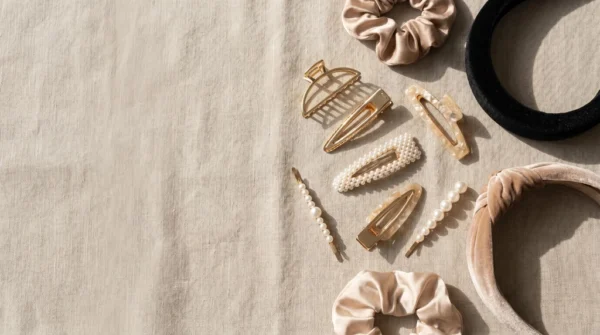 Hair Accessories Fashion Flat Lay Background