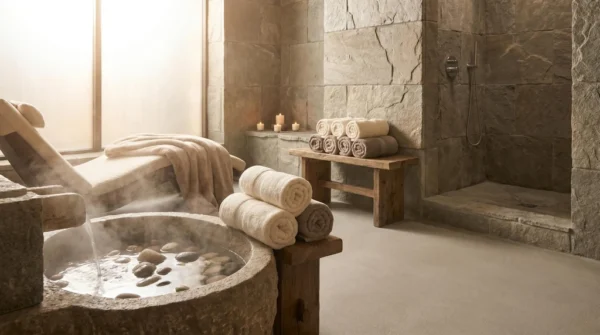 Luxury Spa Towels Steam Wellness Relaxation Image