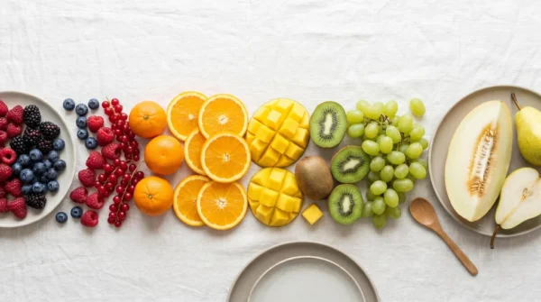 Seasonal Fruit Gradient Flat Lay Food Background