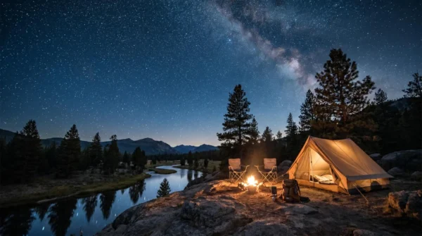Starry Campsite Night Sky Travel Landscape