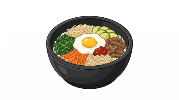 Dolsot Bibimbap Korean Food Illustration