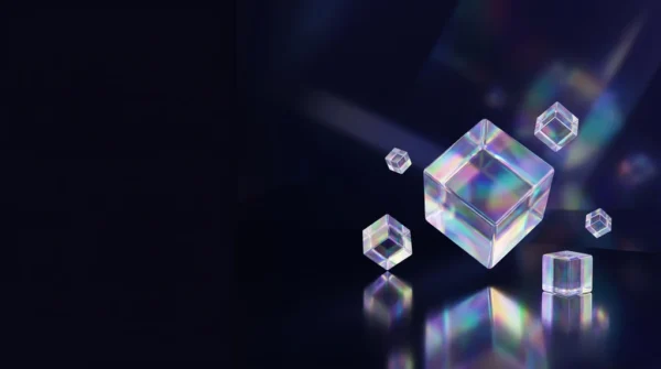 Holographic Cube Reflection 3D Tech Background