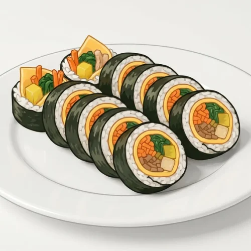 Cheese Gimbap Korean Food Illustration