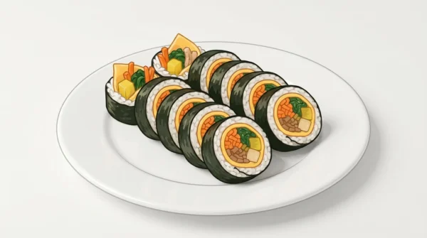 Cheese Gimbap Korean Food Illustration