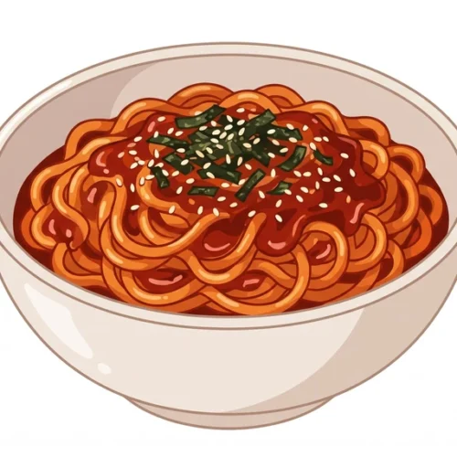 Buldak Spicy Noodles Korean Food Illustration