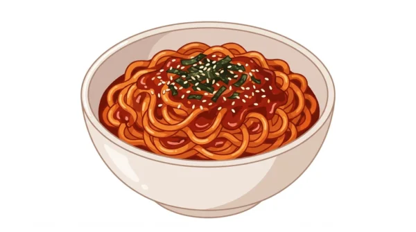 Buldak Spicy Noodles Korean Food Illustration