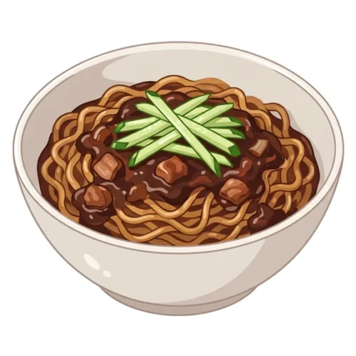 Jjajang Ramyeon Korean Food Illustration
