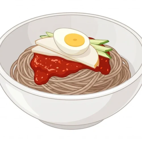 Bibim Naengmyeon Korean Food Illustration