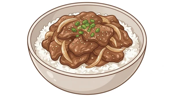 Bulgogi Rice Bowl Korean Food Illustration