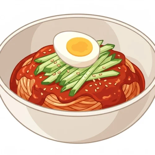 Bibim Guksu Korean Food Illustration