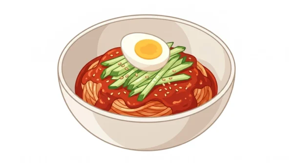 Bibim Guksu Korean Food Illustration