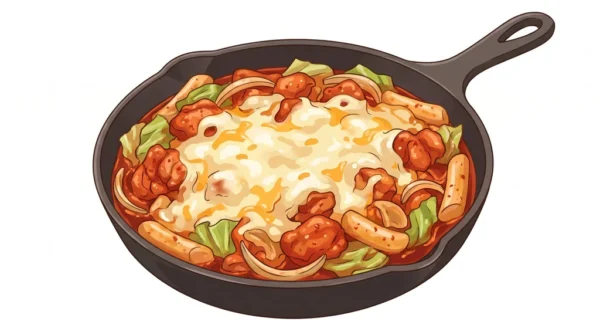 Cheese Dakgalbi Korean Food Illustration