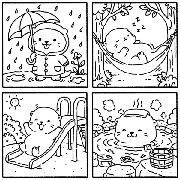 16 Cute Otter Coloring Pages, Hand-Drawn Printable Coloring Book PDF