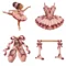 Ballet Birthday Invitation Folded Paper Clipart, Digital Stickers, 12 Images, Transparent PNG Party Elements