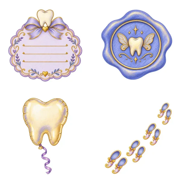 First Lost Tooth Keepsake Colored Pencil Clipart, Digital Stickers, 12 Images, Transparent PNG for Tooth Fairy Cards